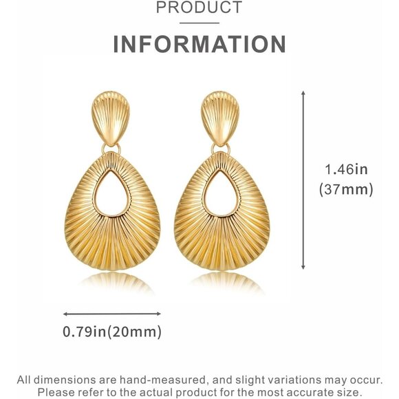 Women's Gold Crystal Cute Teardrop Dangle Stud Gold Plated Lightweight Earrings - Picture 5 of 5